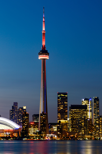 Night view of downtown Toronto, Ontario, Canada Extreme Sports Bike